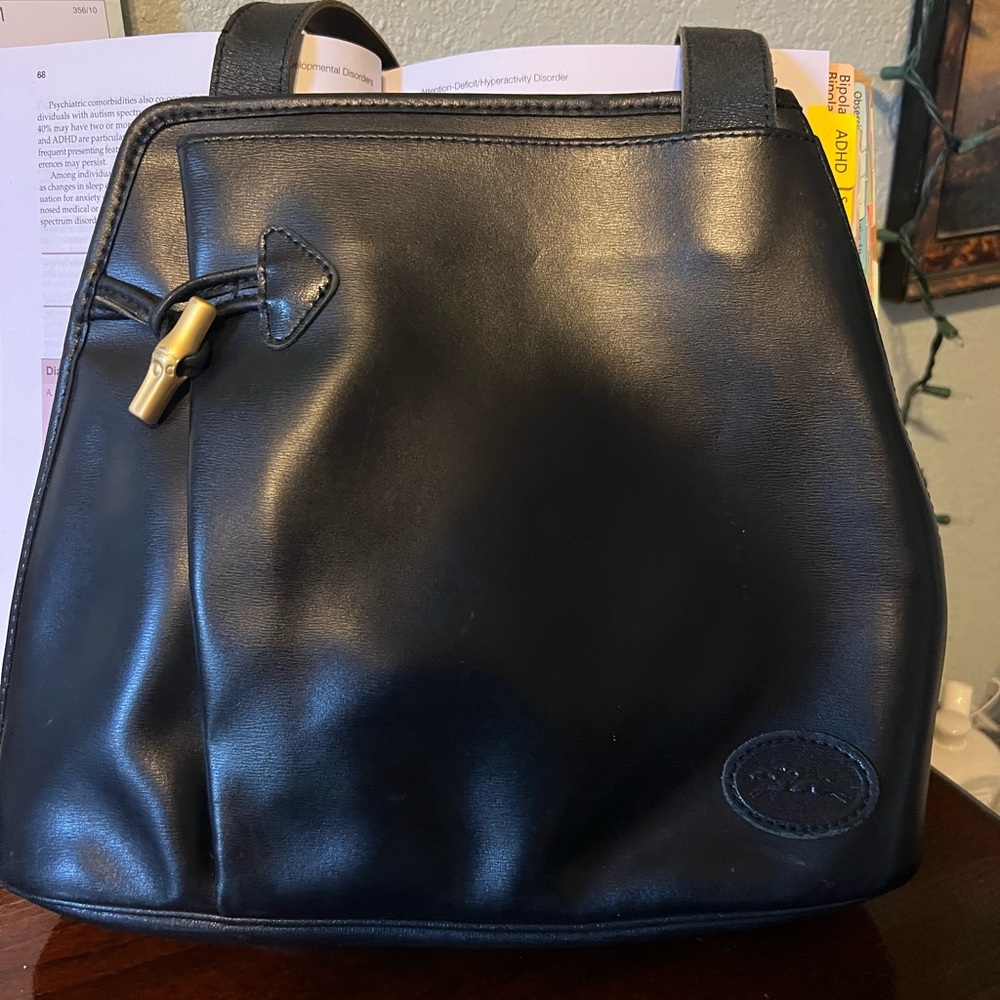 Longchamp black leather crossbody
